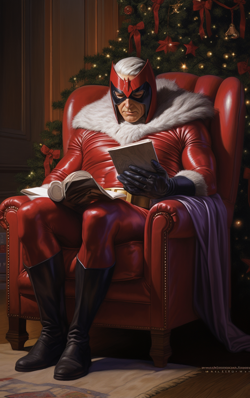 Festive Christmas painting of Magneto