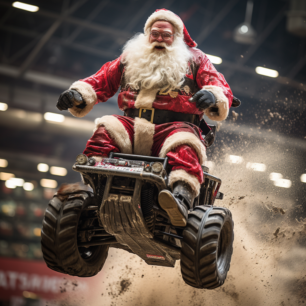 Festive monster trucks at Christmas rally