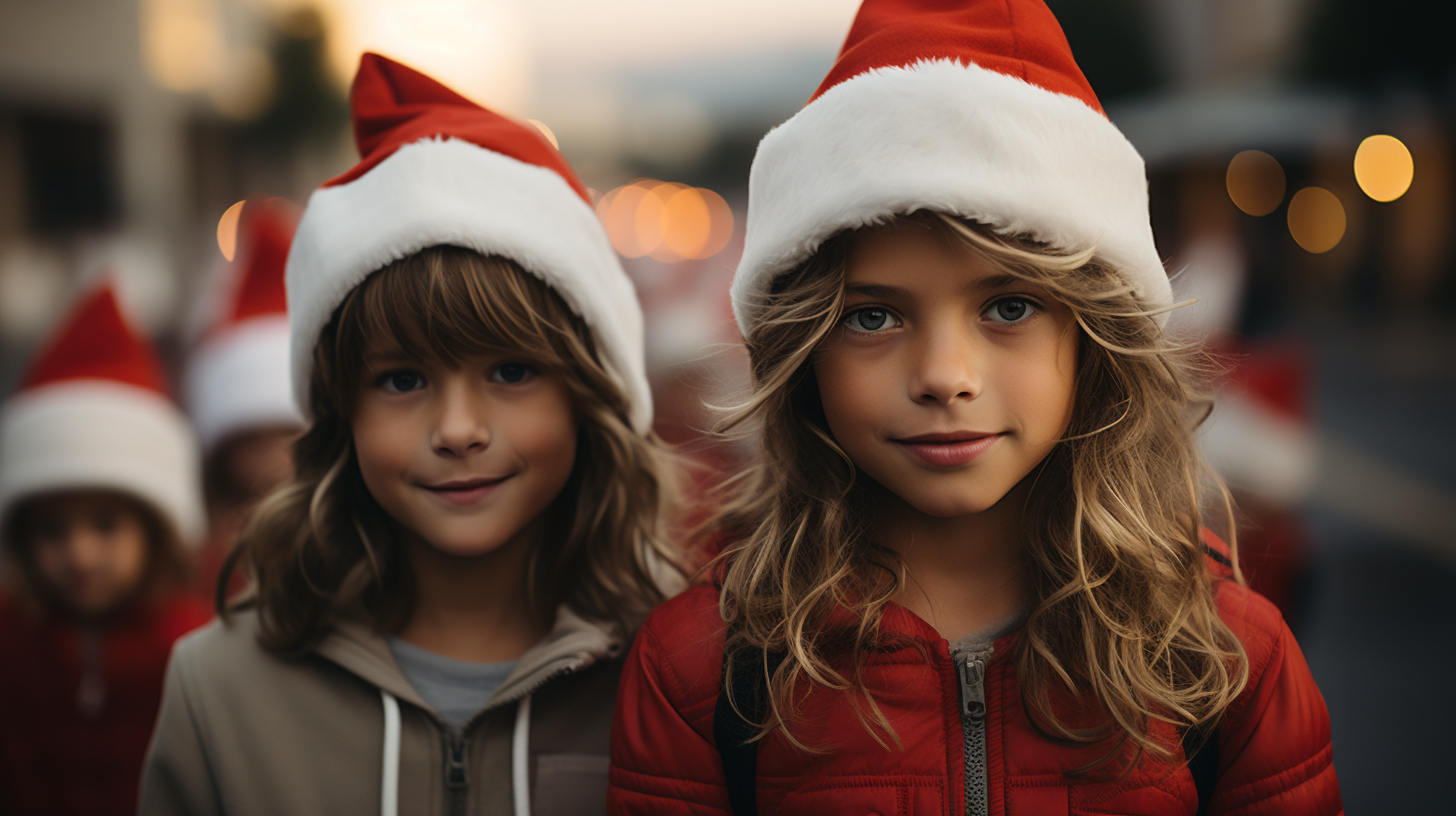 Eccentric children celebrating Christmas morning