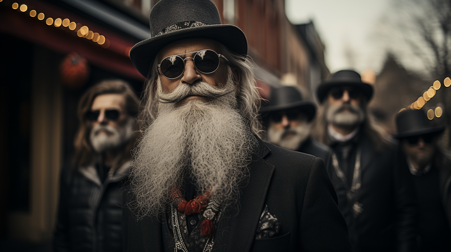 Eccentric characters dressed in Christmas attire in Asheville, NC