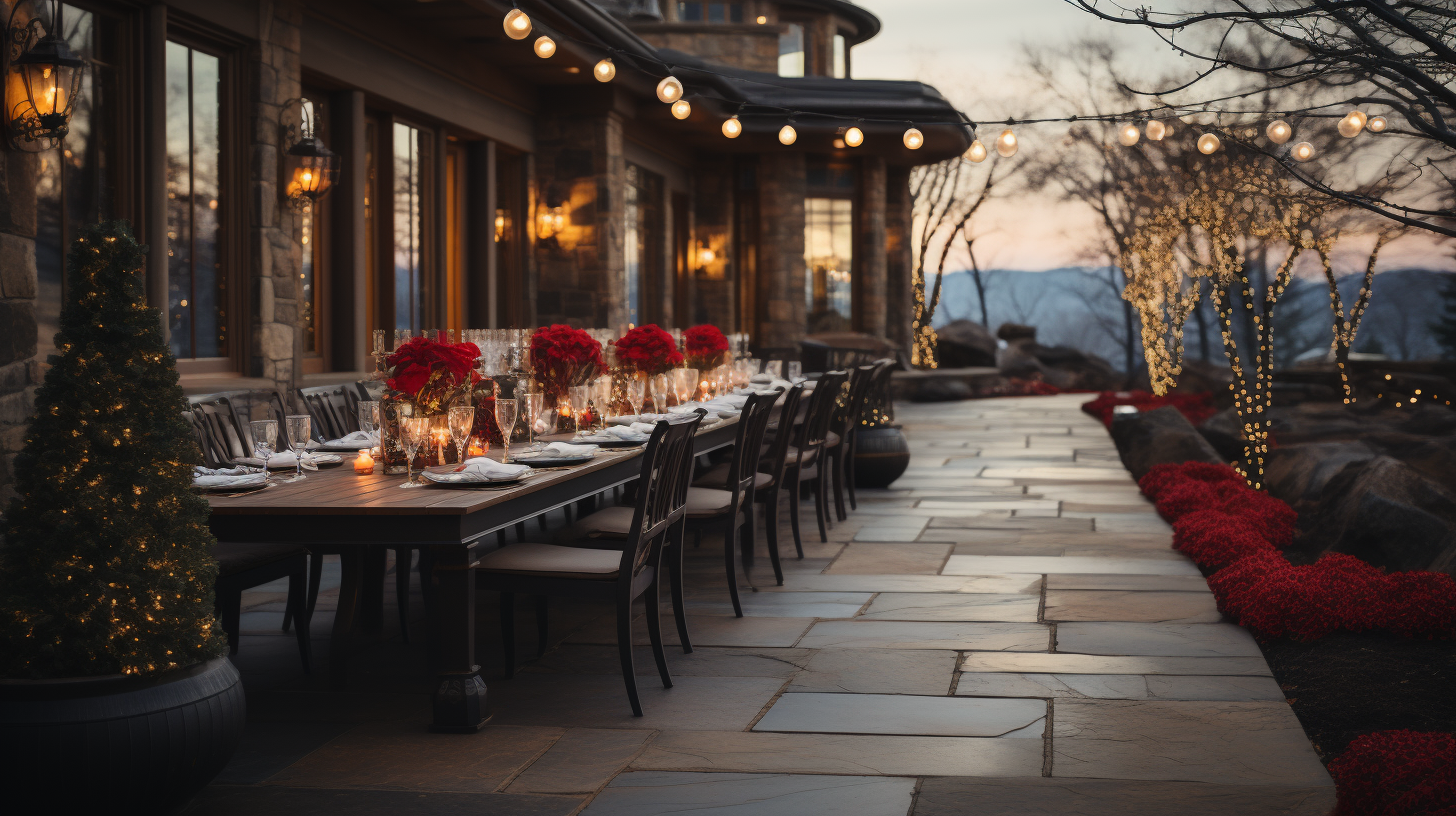 Garden Decorated for Christmas Party