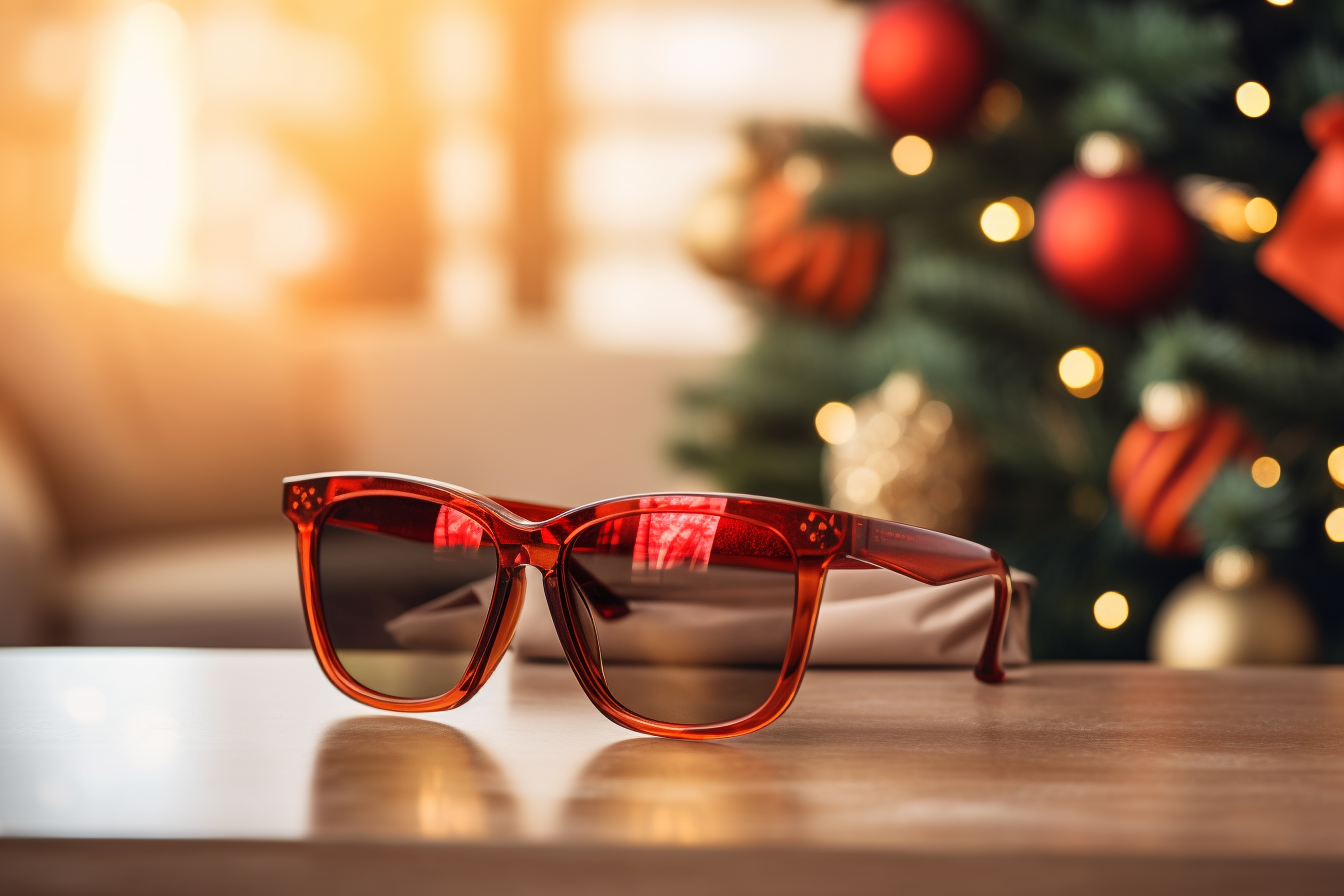 Sunglasses on Christmas Present Box