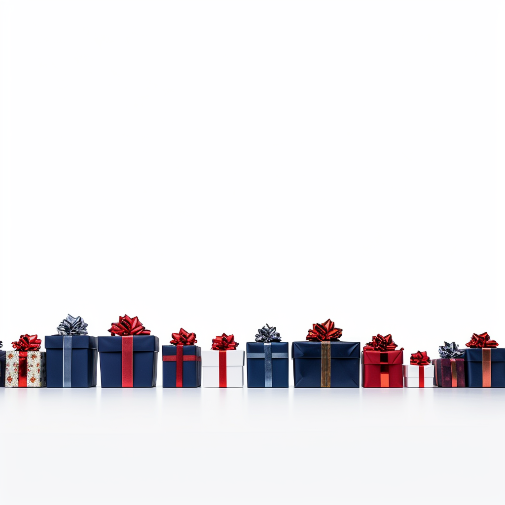 Navy Blue and Dark Red Christmas Presents