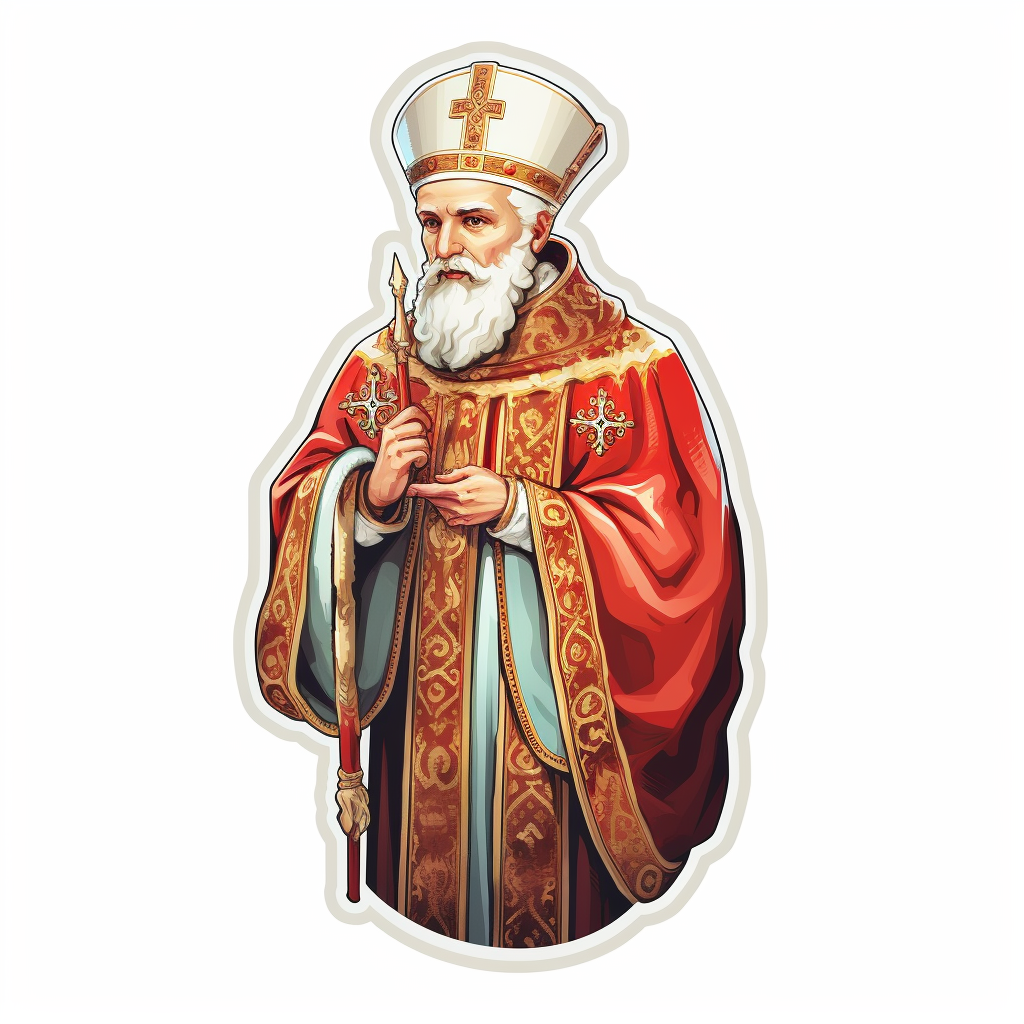 Christmas Saint Nicholas sticker on white background