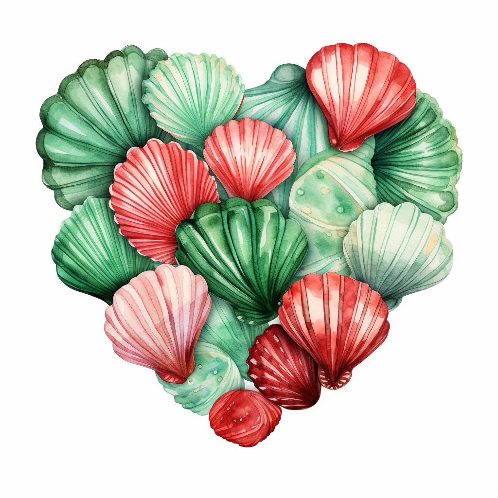 Beautiful Christmas Seashell Heart Illustration