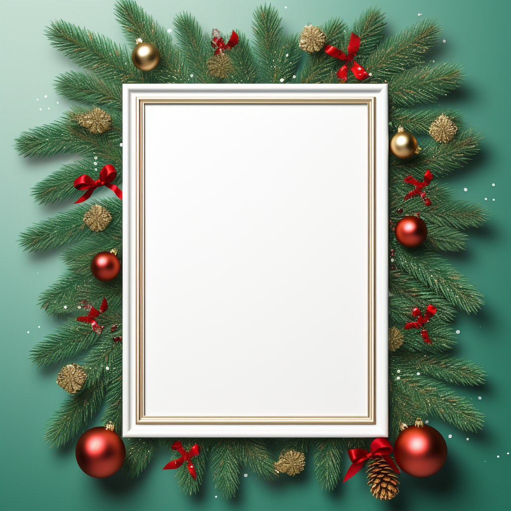 Blank poster with Christmas tree frame