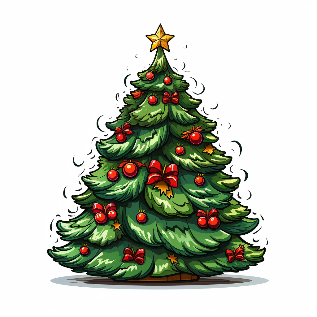 Festive Christmas Tree Cartoon Clipart