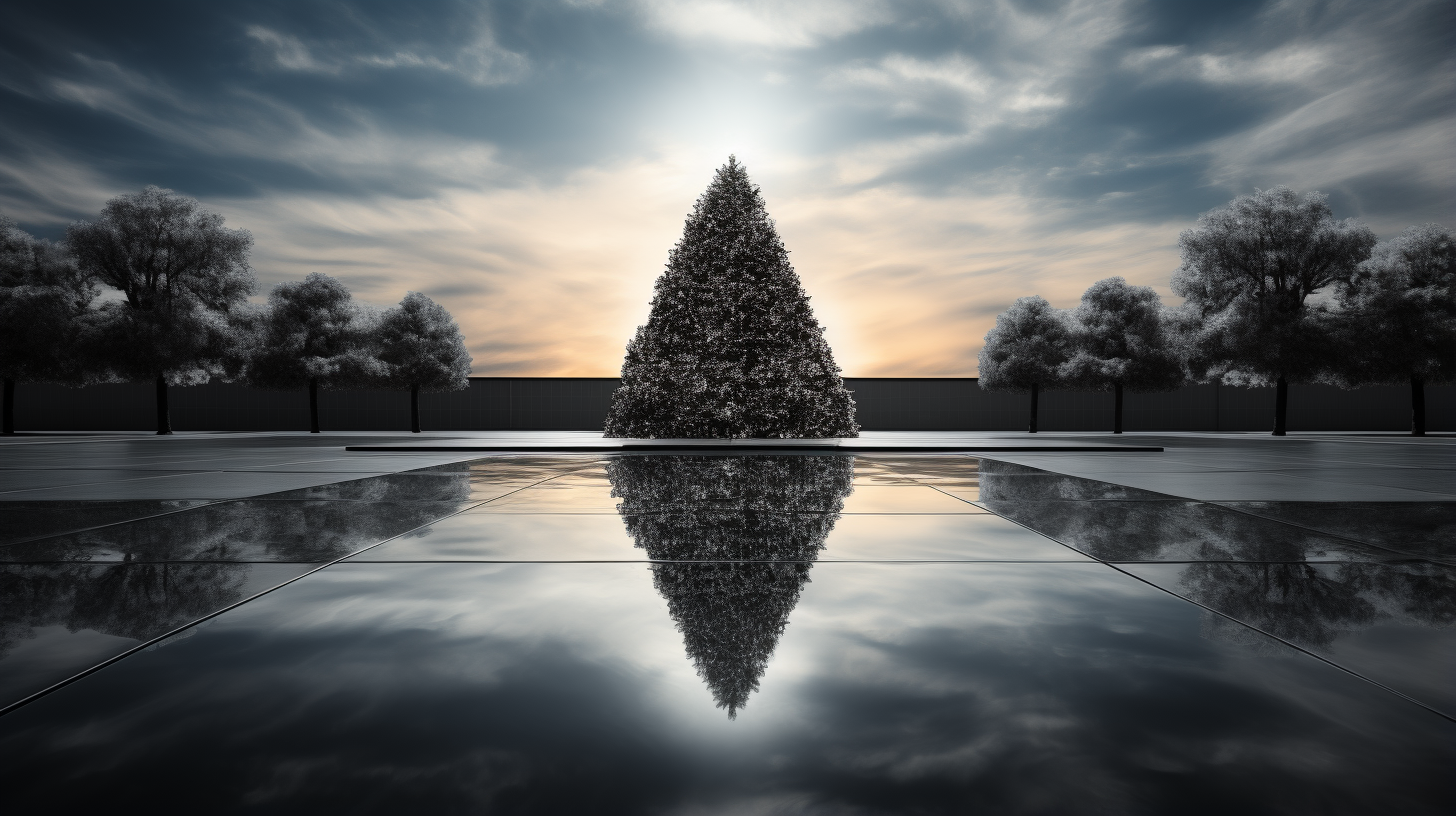 elegant Christmas tree and pool