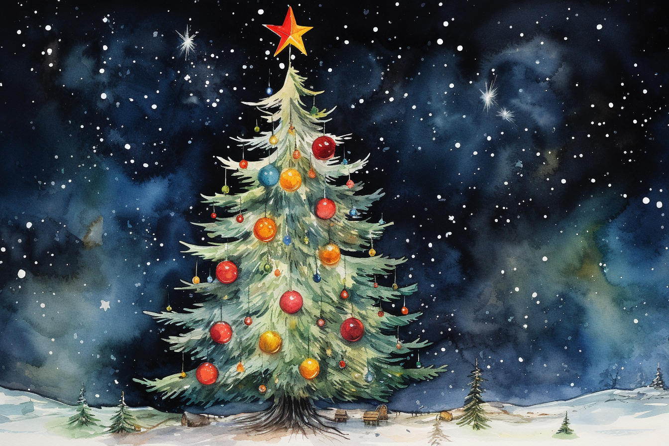 Colorful Christmas Tree with Sparkling Lights