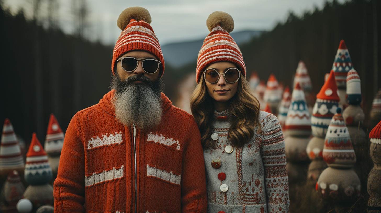 Eccentric characters buying Christmas tree