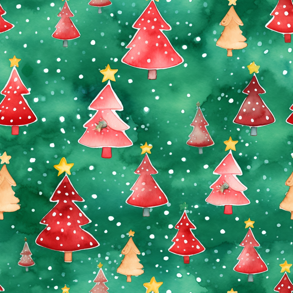 Colorful Christmas tree illustration on red background