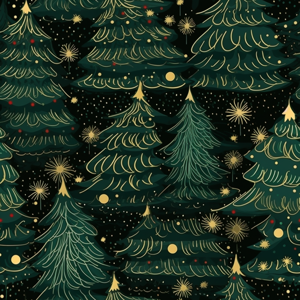 Vibrant Christmas tree seamless pattern