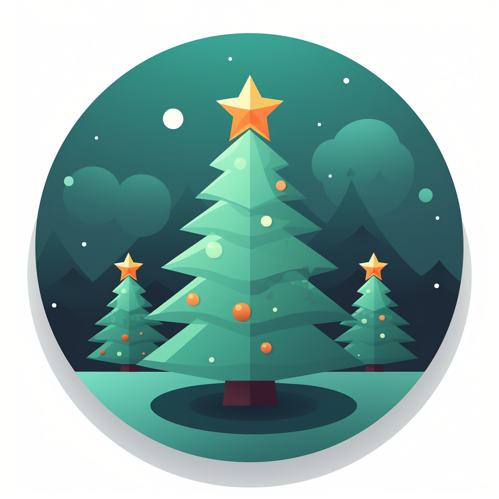 Vector style Christmas tree gamification icon