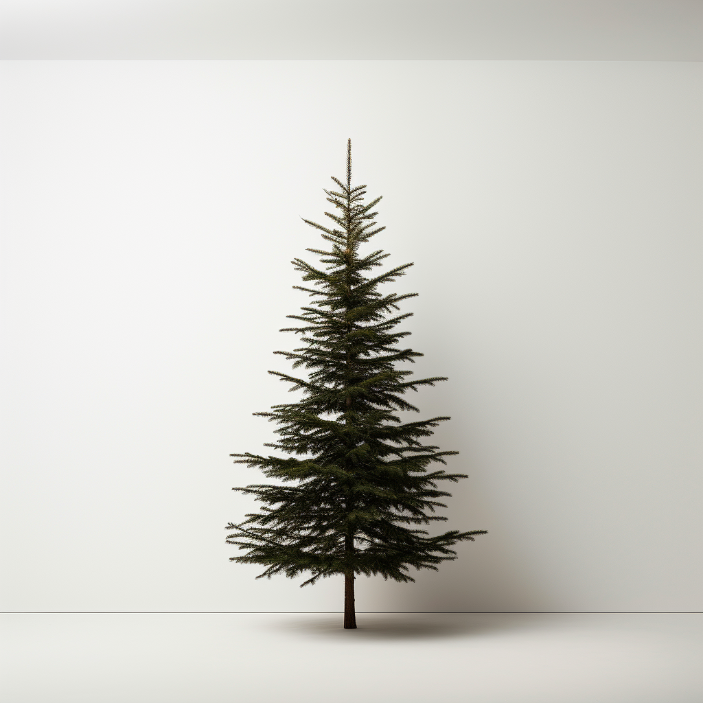 Minimalist Christmas tree on white background