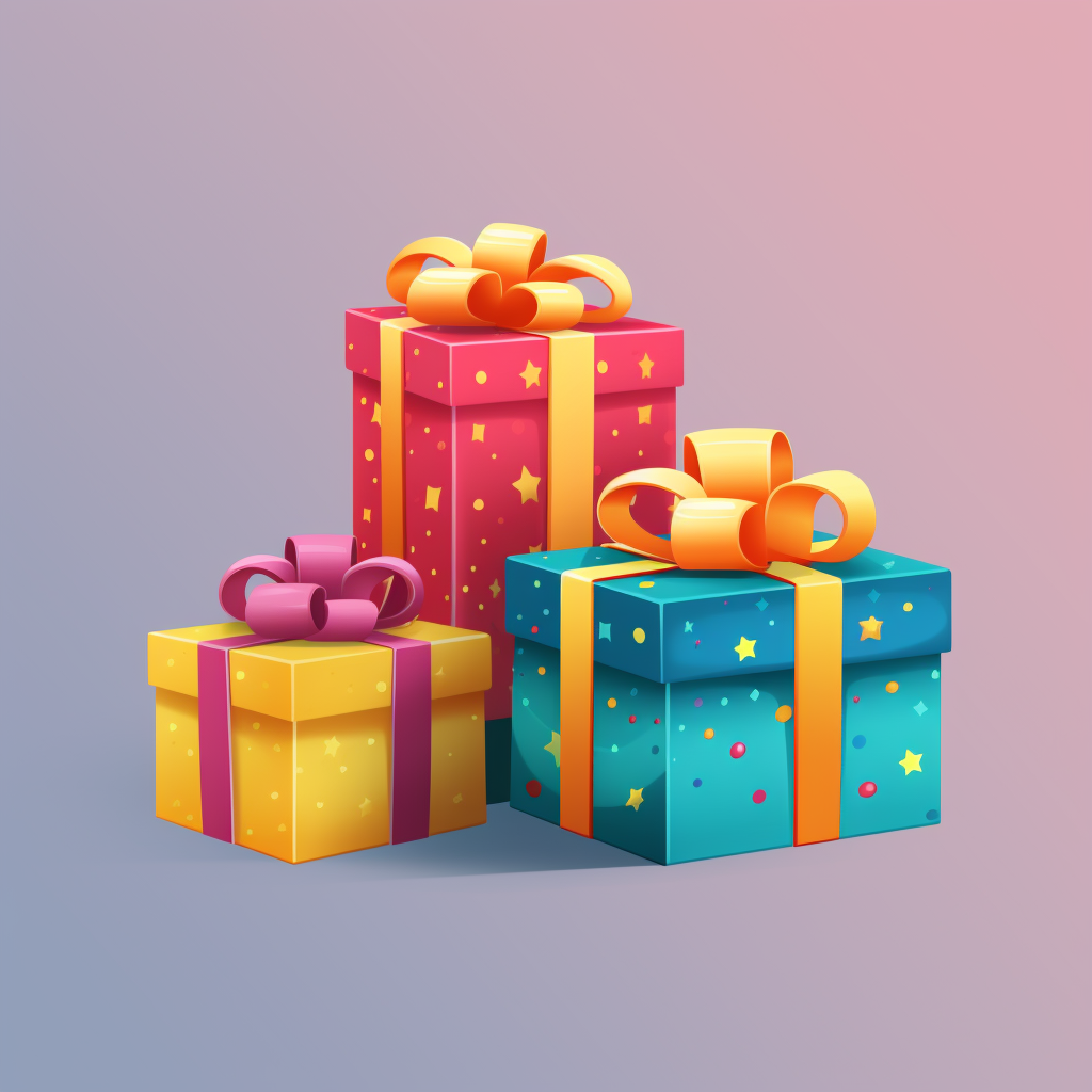 Colorful 3D Christmas wrapped boxes