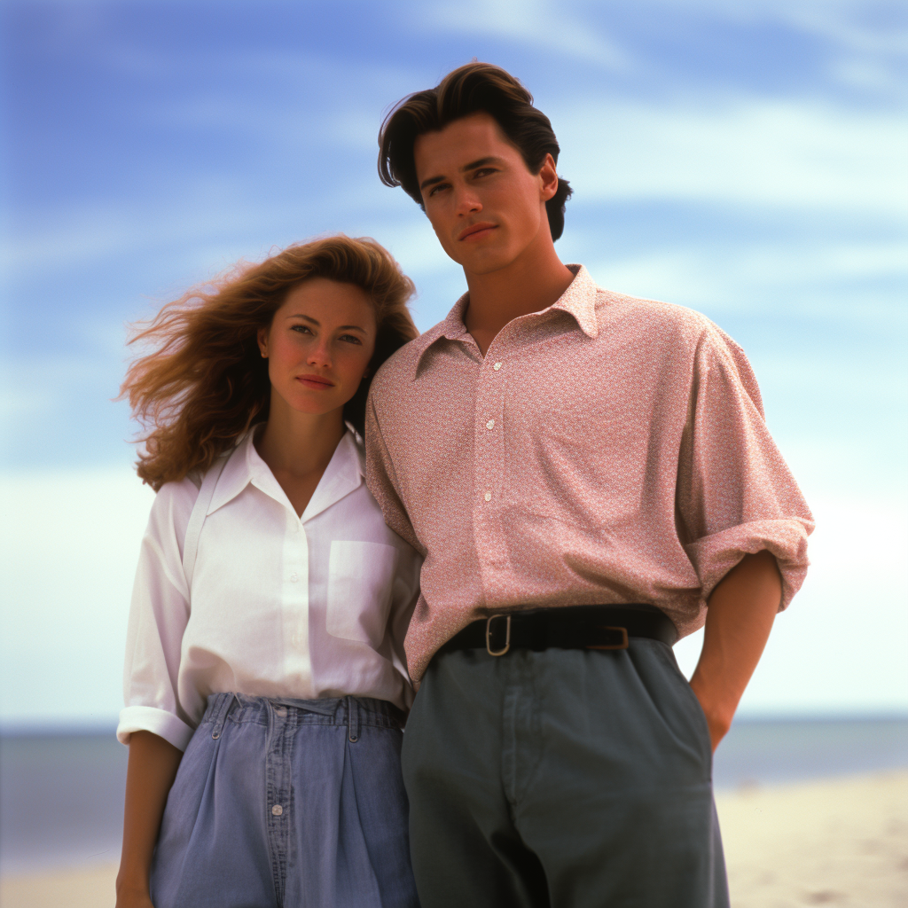 Christopher and Heather enjoying the beach in an 80s movie