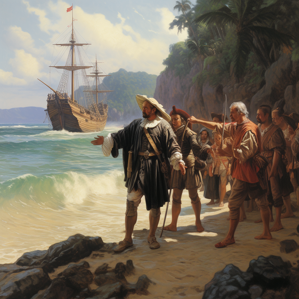 Christopher Columbus landing on Hispaniola