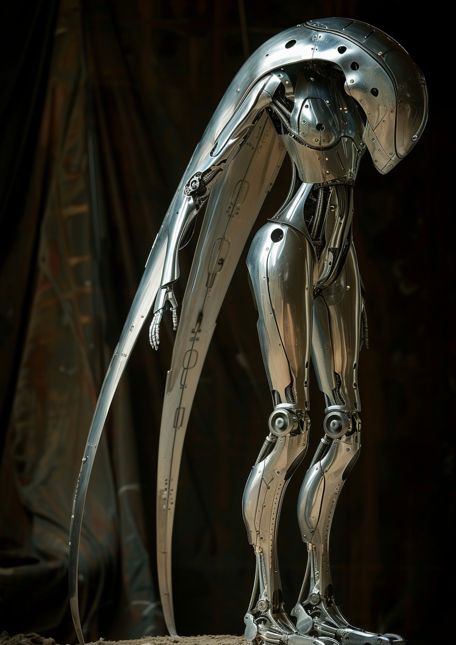 Biomechanical Gynoid Goddess Pose Machine