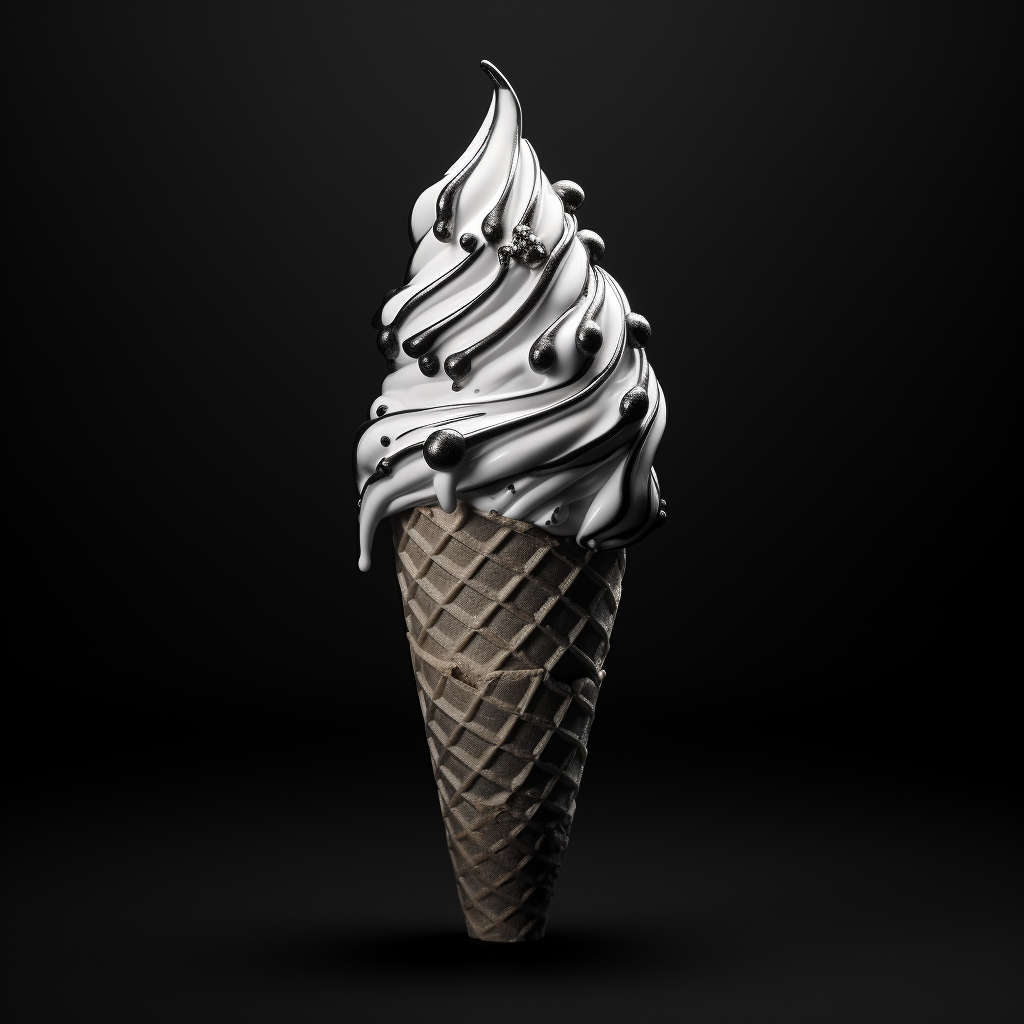 Grayscale chrome ice cream cone