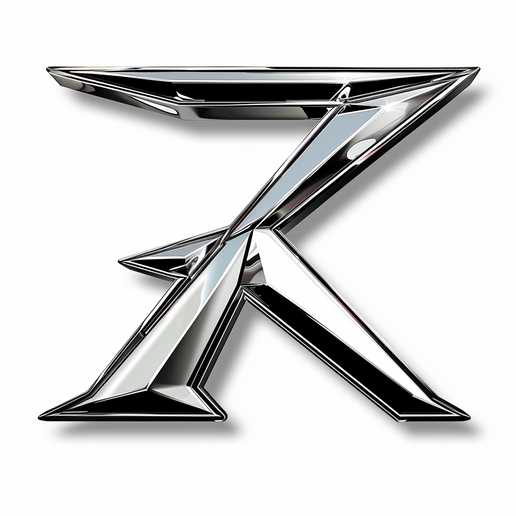 Modern Automotive Company Chrome Logo with K and 1