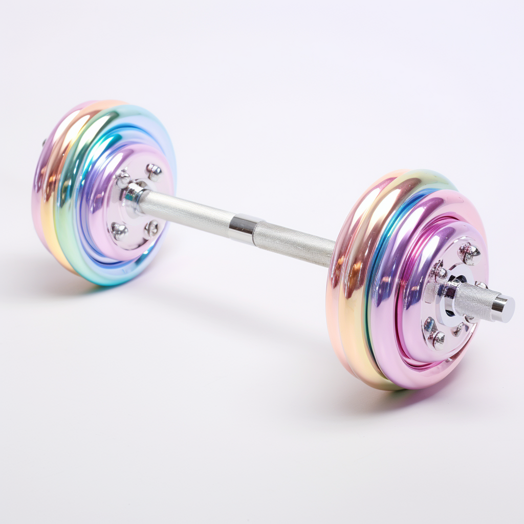 Pastel painting of 1980s chrome plated barbell