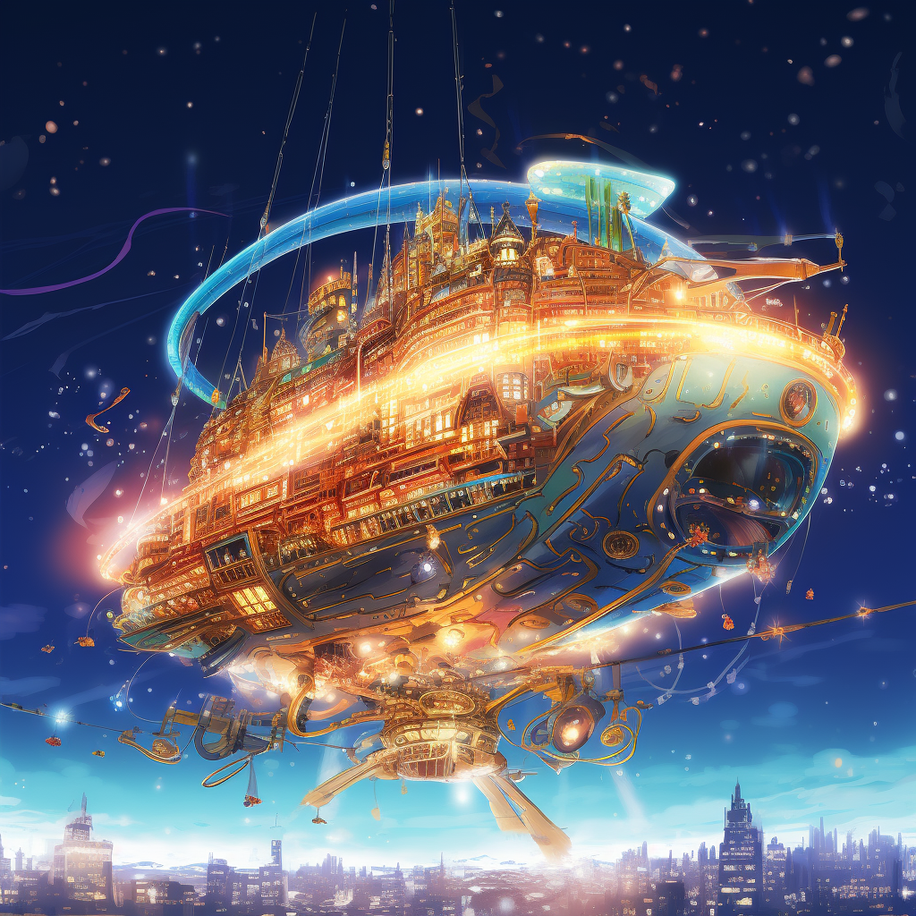 Colorful Anime Illustration of Chrome Spaceship