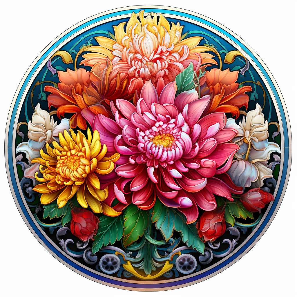 Colorful Chrysanthemum Coat of Arms