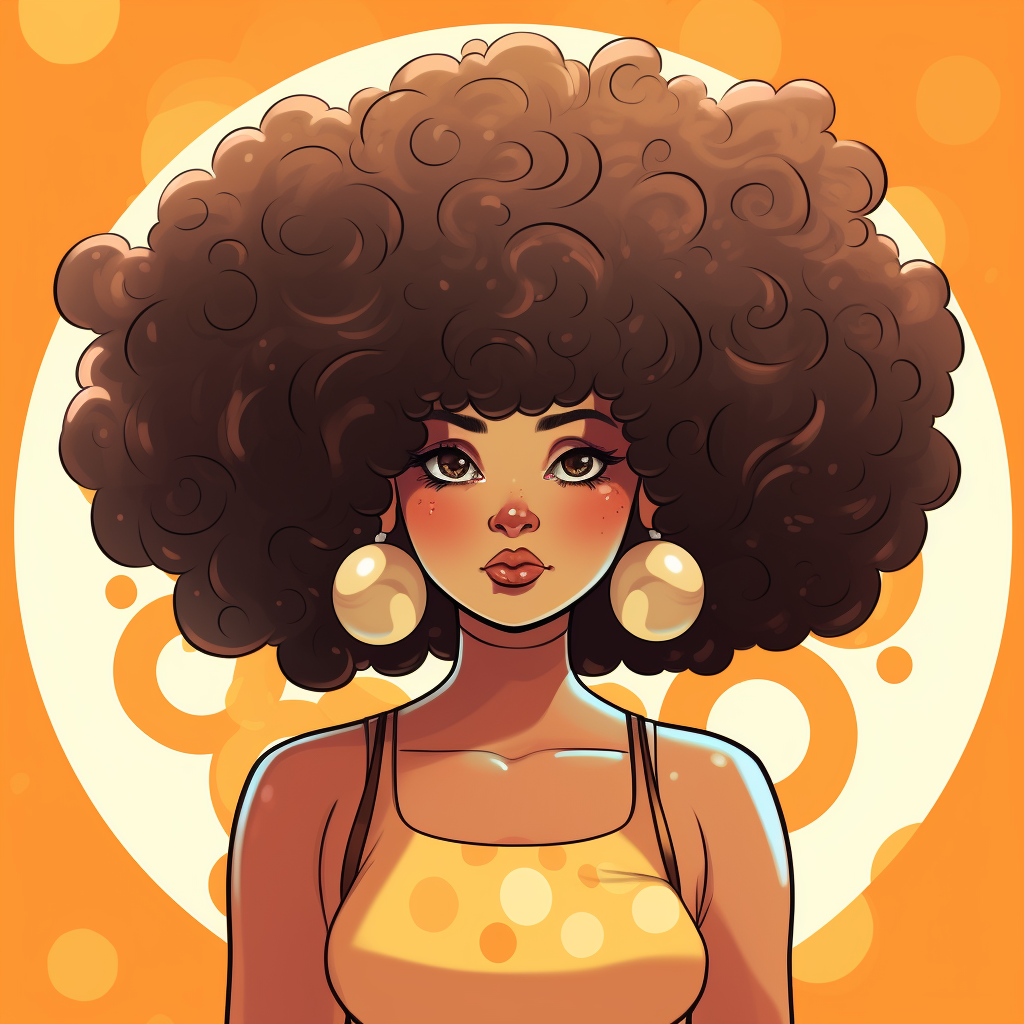 Chubby Black Woman with Afro Hairstyle Manga