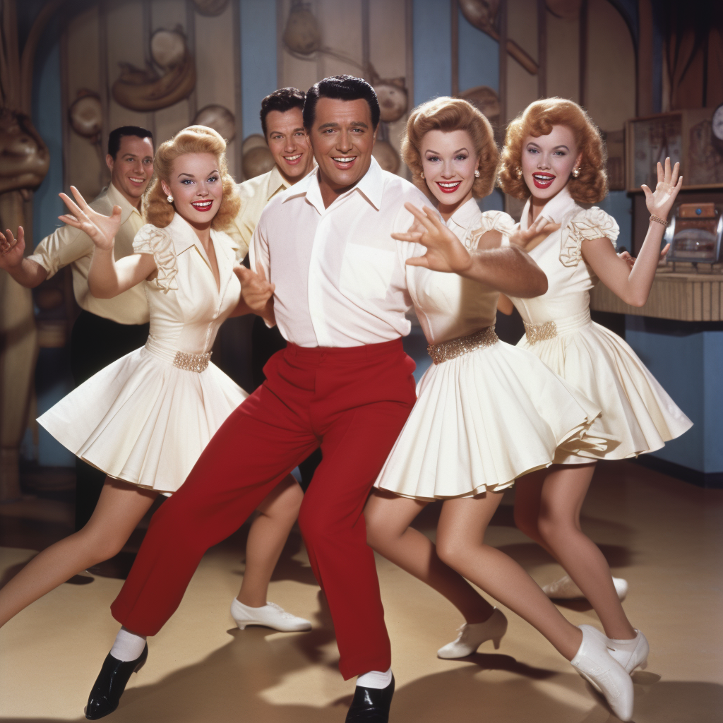 Chubby Checker leading a twist in the 1950s