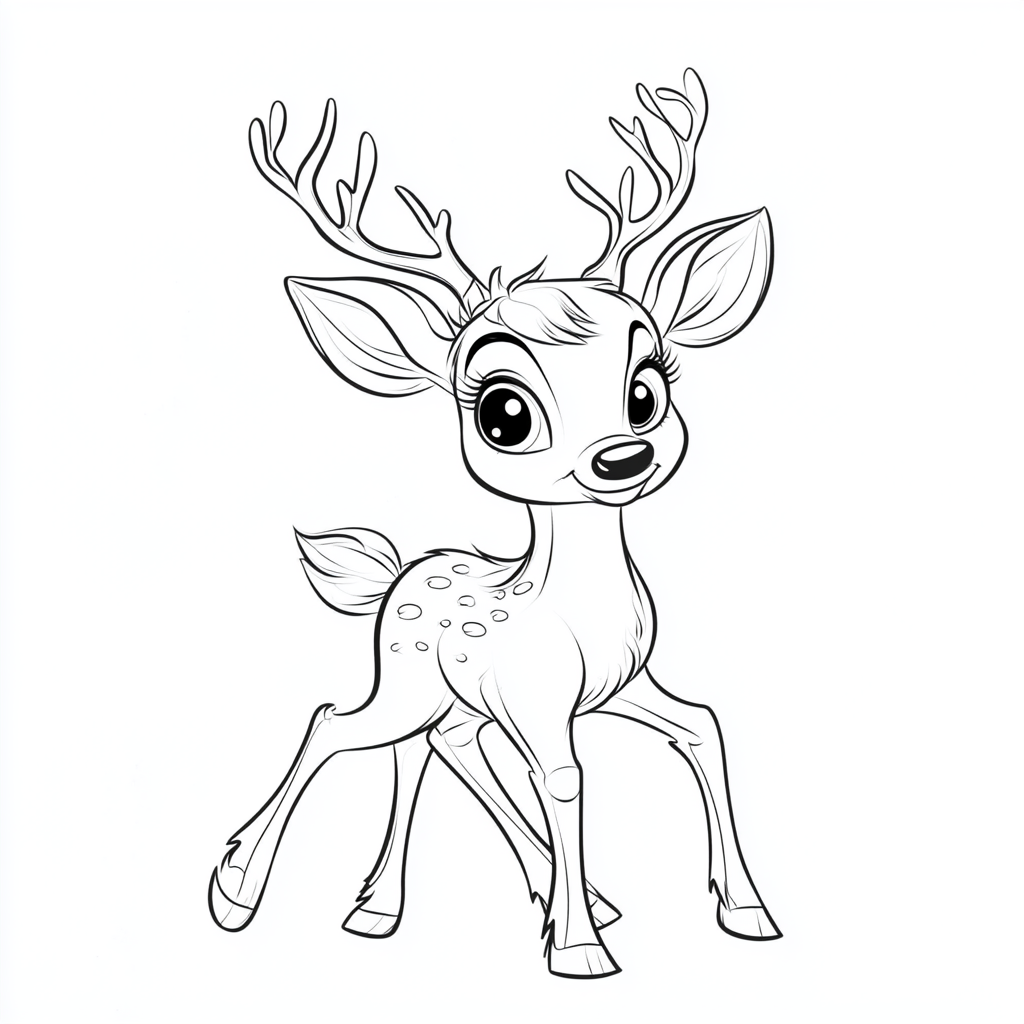 Friendly chubby deer coloring page