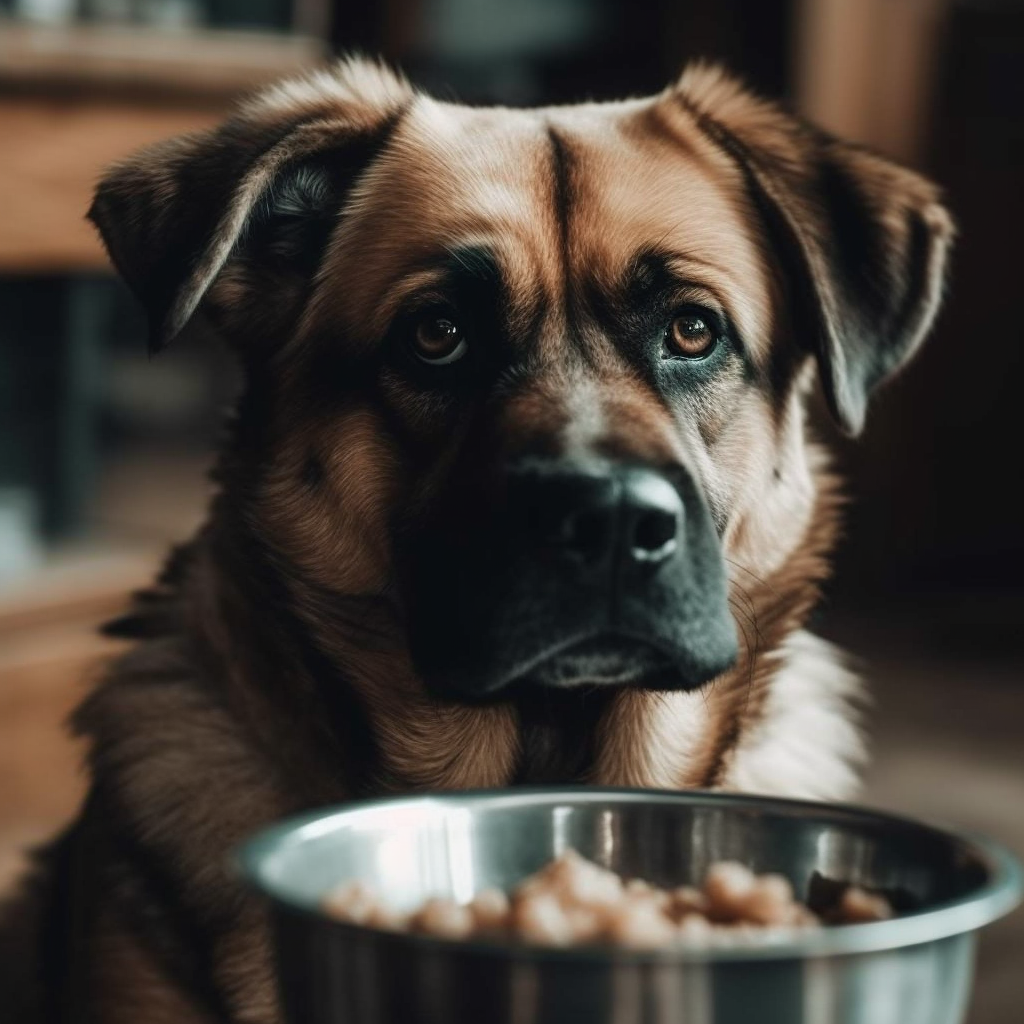 Cute dog enjoying a meal