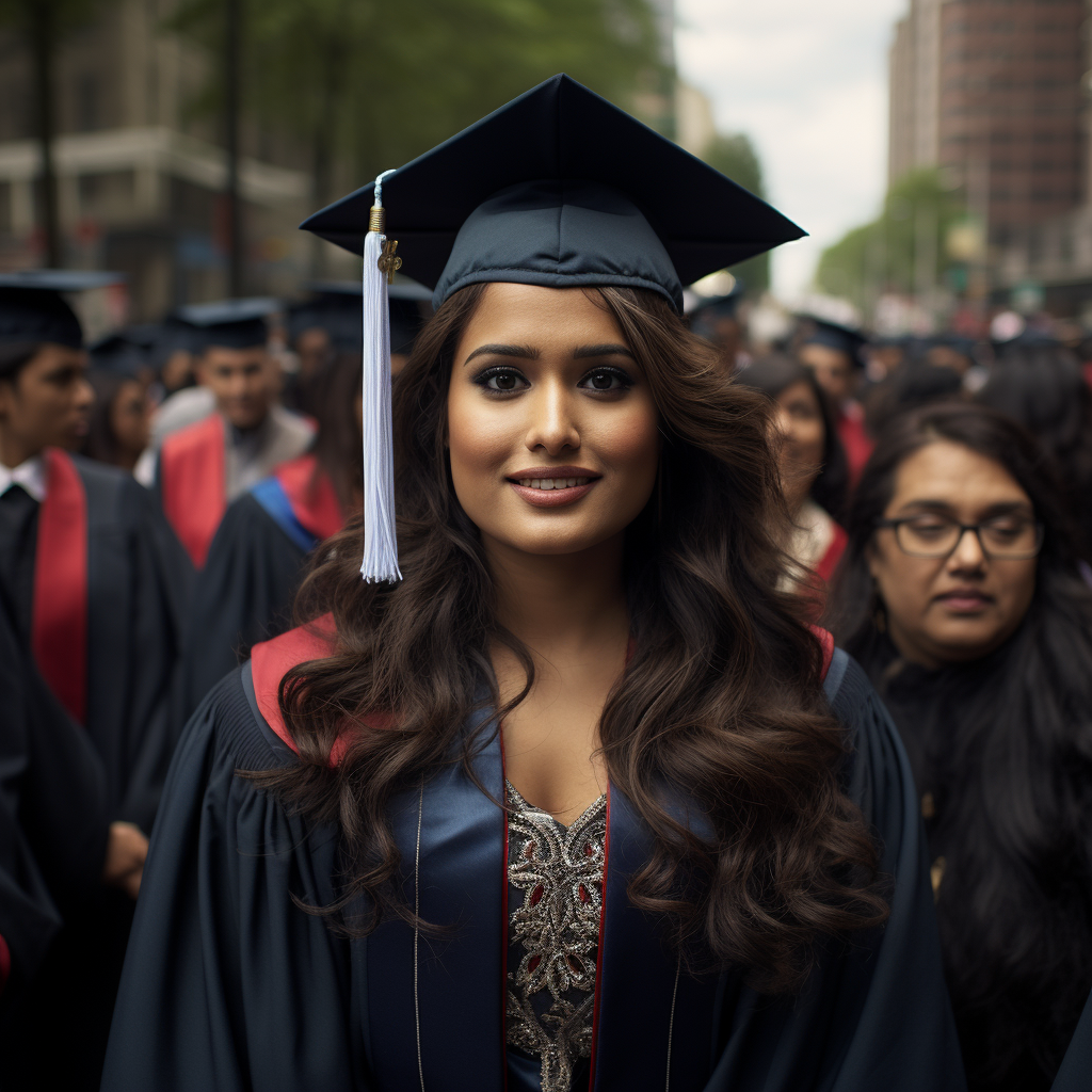 Photojournalism of Beautiful Indian American Girl Graduating