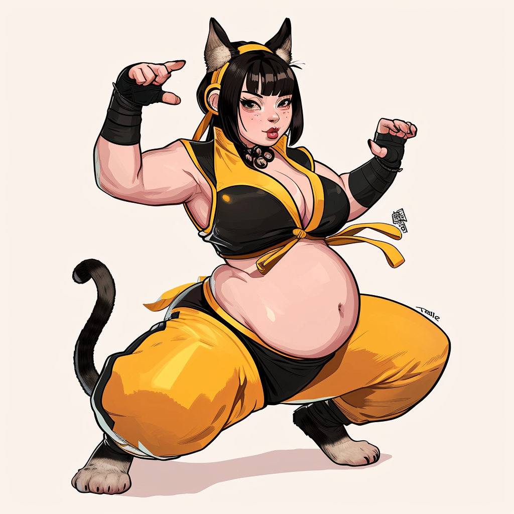 Chubby Neko Girl in Mortal Kombat Style