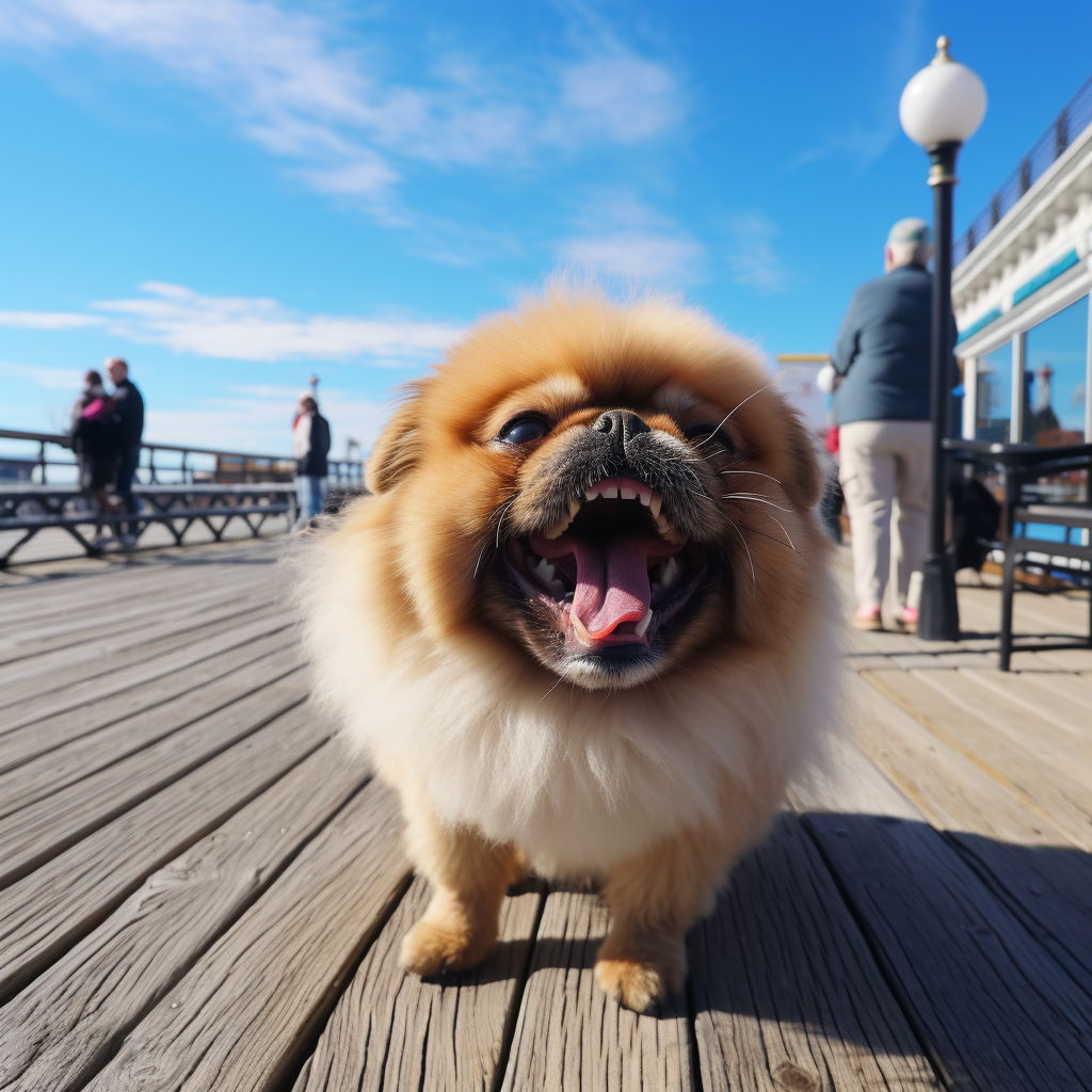 Chubby Pekingese Dog with Tongue Out