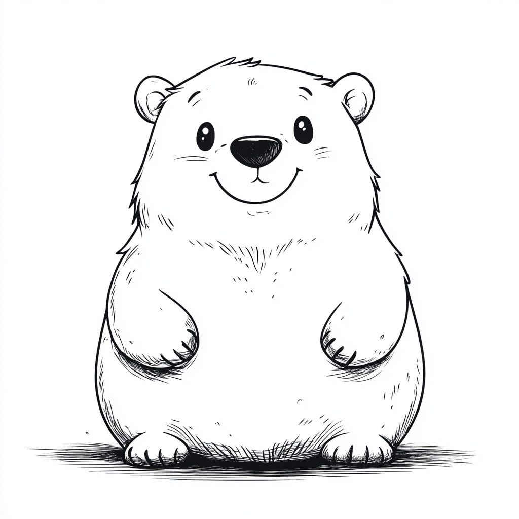 Friendly polar bear coloring page