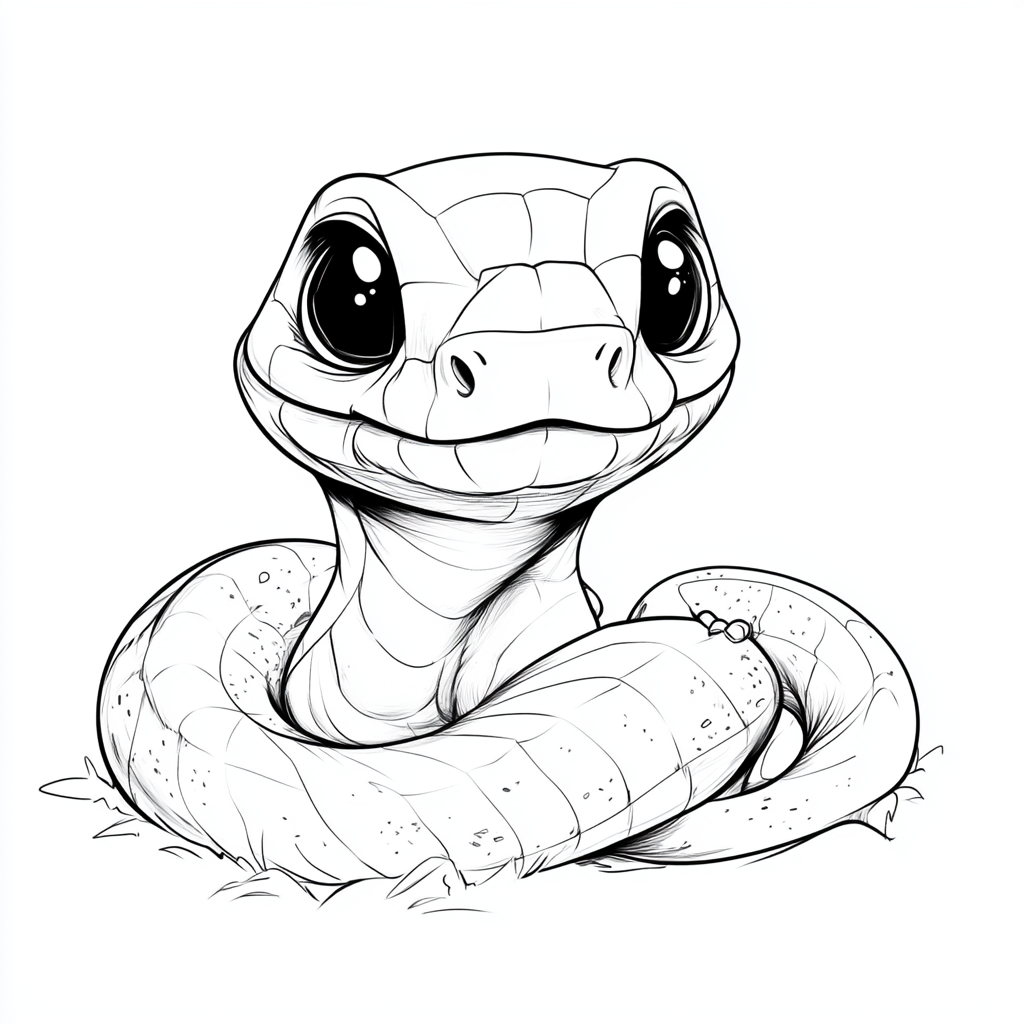 Adorable chubby snake coloring page