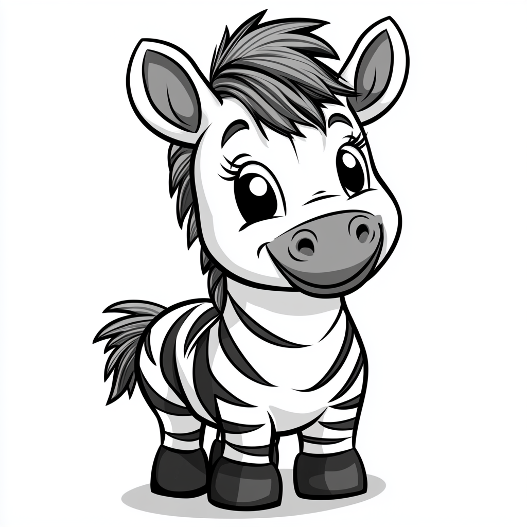 Cute Zebra Character Coloring Page