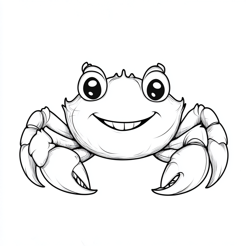 Smiling chubby crab character outline