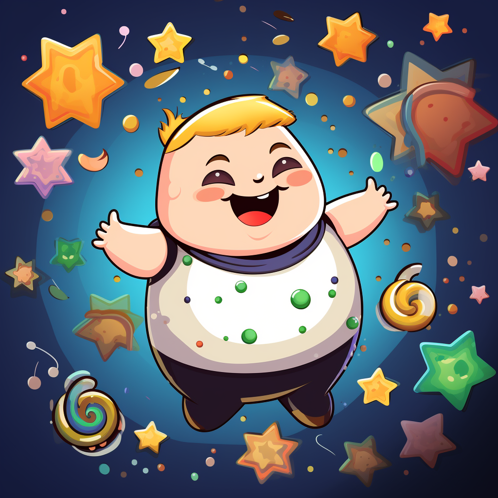 Chubby planet man smiling cartoon illustration