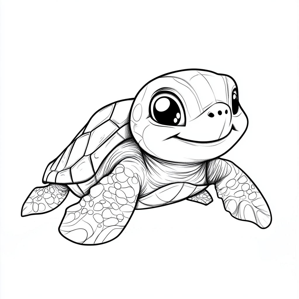 Cute Chubby Sea Turtle Drawing