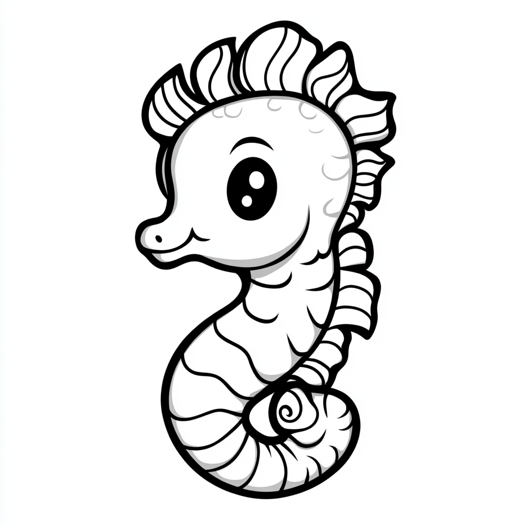 Friendly chubby seahorse character smiling