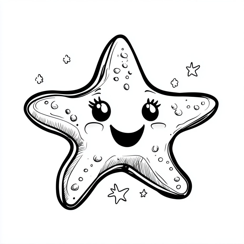 Friendly chubby starfish outline art