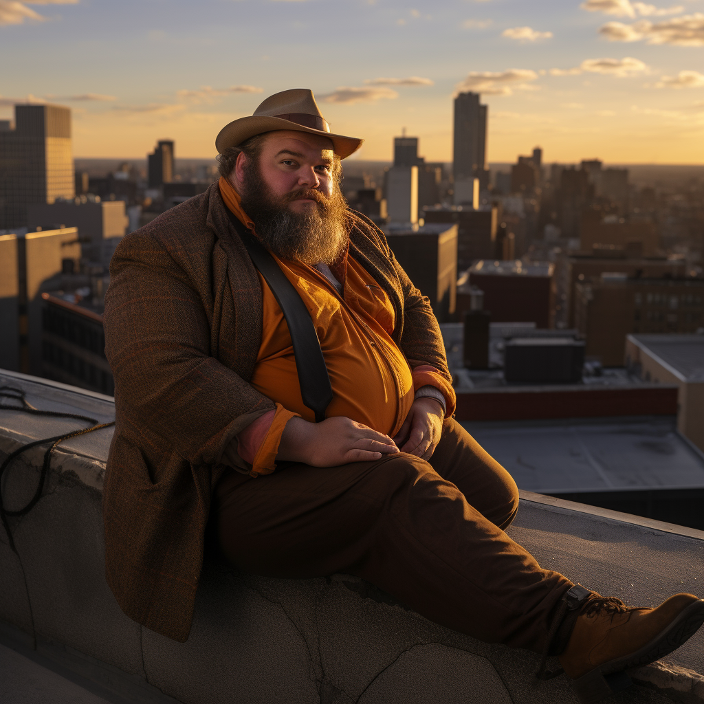 ChubbyBabyMan striking a pose on a rooftop