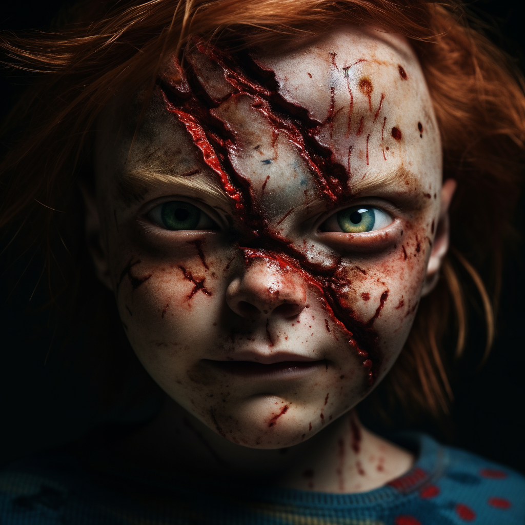 Creepy Chucky Good Guy with Facial Scars