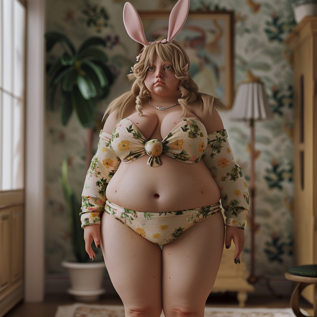 Chunky Woman Bunny Ears Legs