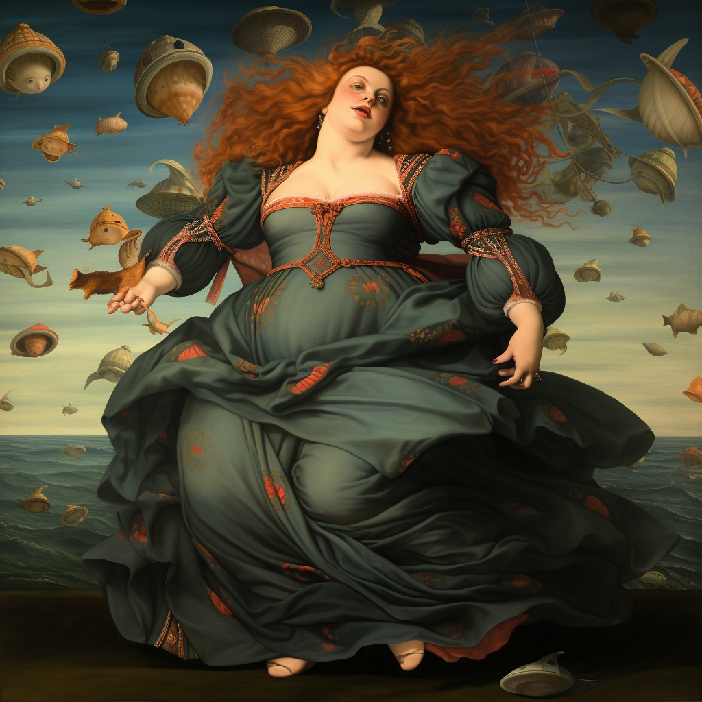 Full-figured woman dressed as Venus