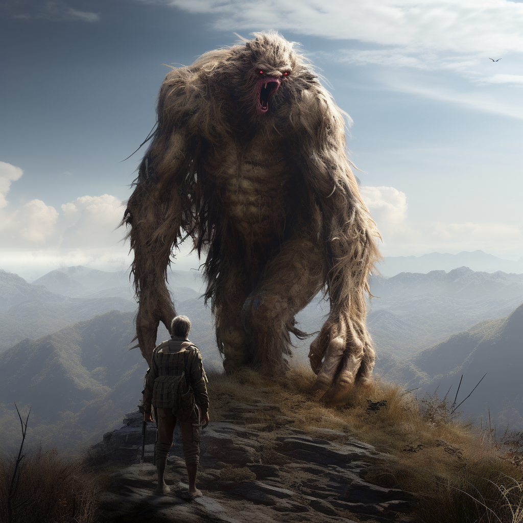 Chupacabra Standing on Dead Bigfoot