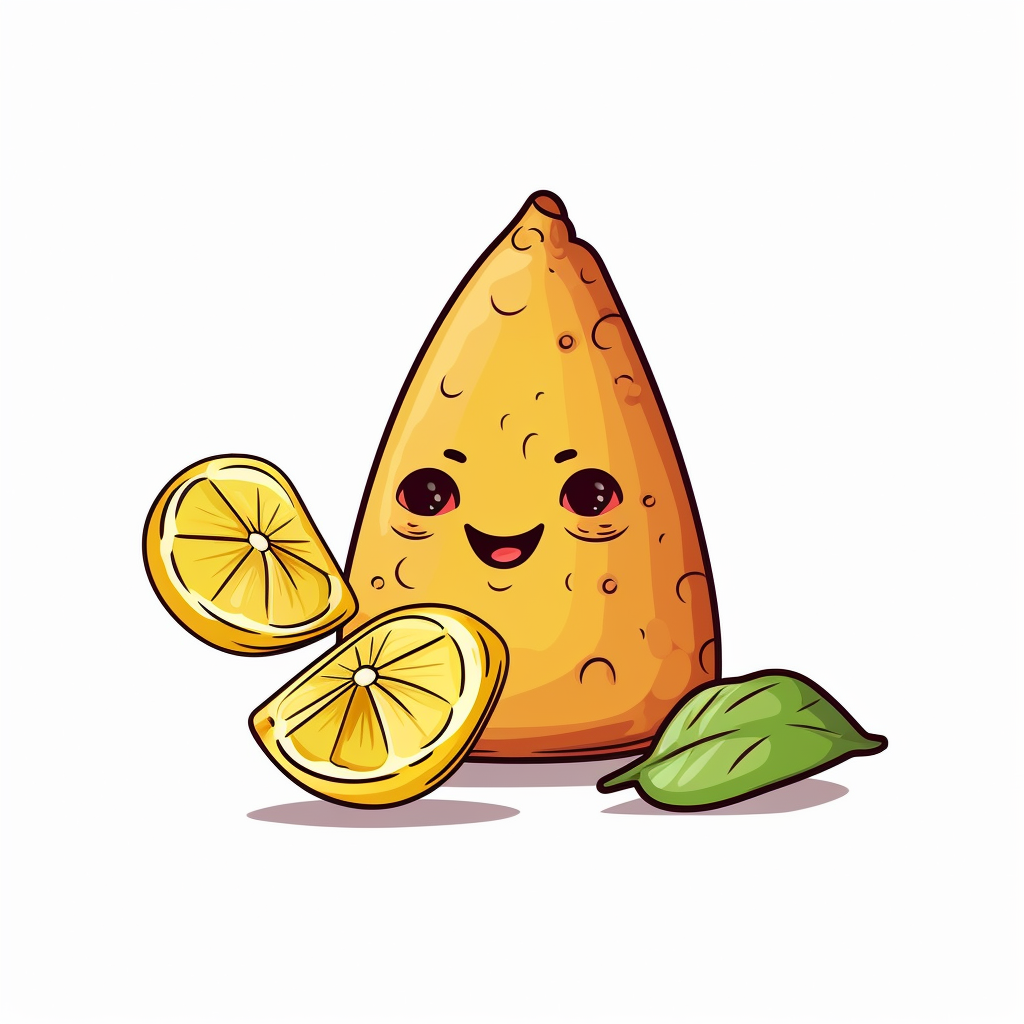 Moroccan Cuisine Samosa with Lemon Presentation Cartoon Sticker