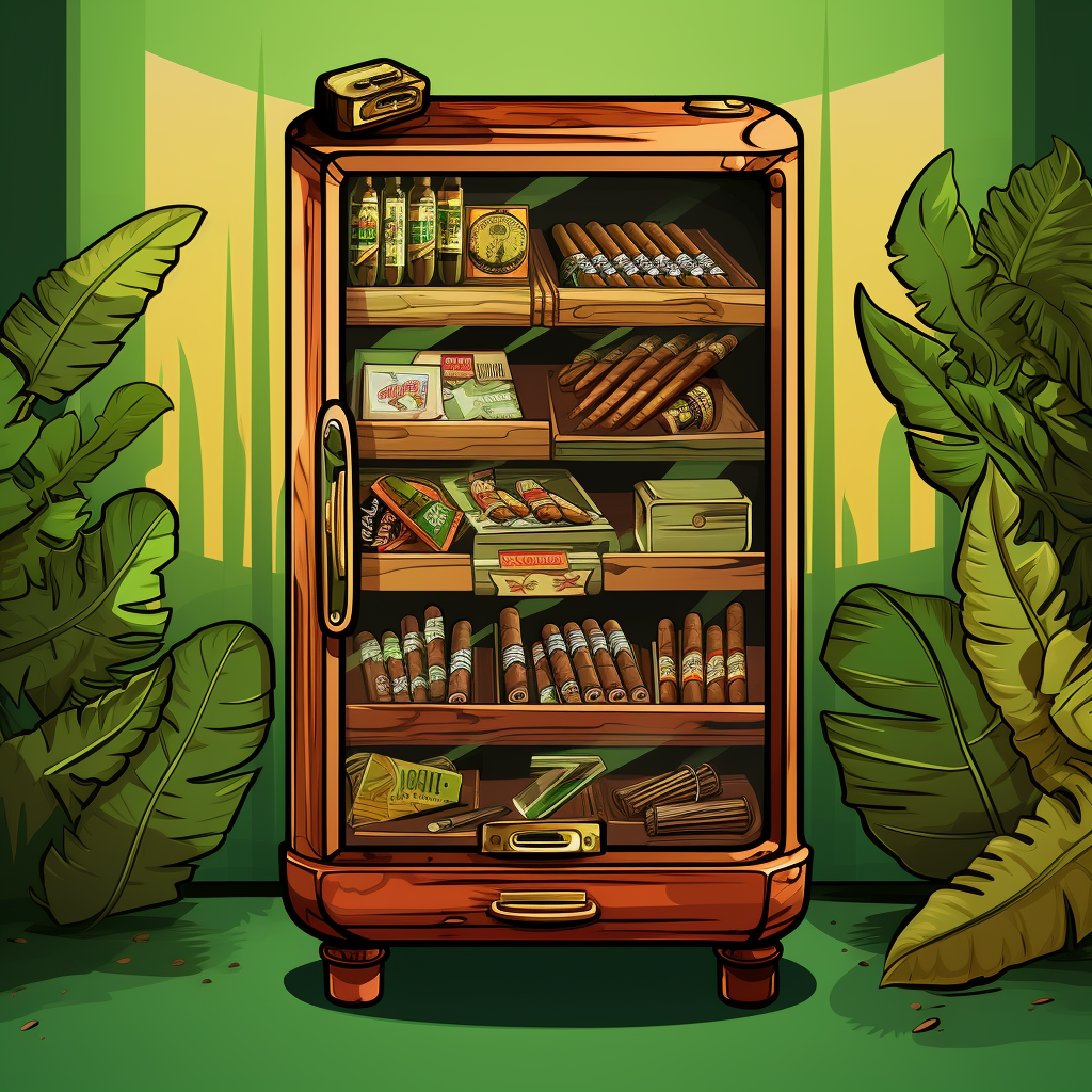 Cartoon cigar on green background