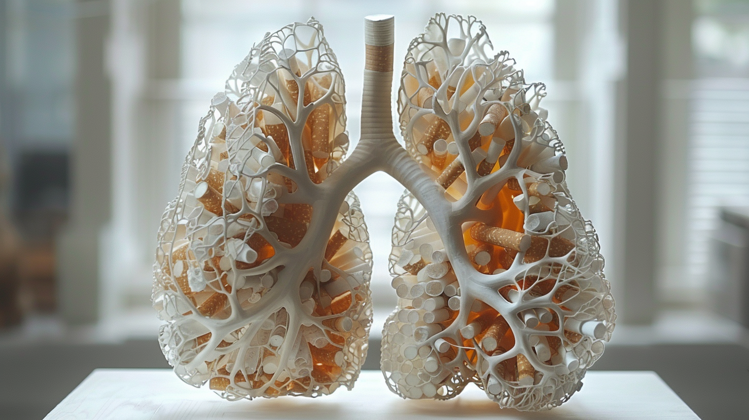 Detailed cigarette lung sculpture poster